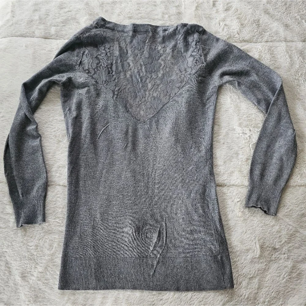 Candie’s Grey Sweater with Lace on the Back and Shoulders. Size S